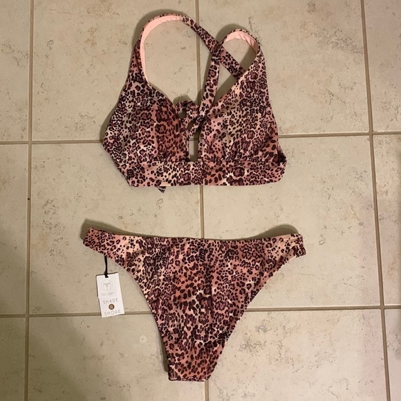Shade & Shore Target Pink Leopard Animal Print Bikini Set - Picture 2 of 7